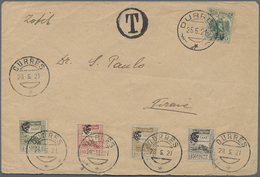 Br Albanien - Portomarken: 1921, 4q. To 50q. With "posthorn" Surcharge, Complete Set Oblit. "DURRES 28.5.21" On I - Albanie