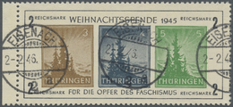 O Sowjetische Zone - Thüringen: 1945, Antifa-Block Mit 3 (Pf) In Dunkelbraunocker Auf X-Papier, Type I - Autres & Non Classés