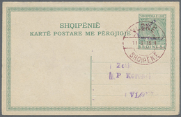 GA Albanien - Ganzsachen: 1914, "7.Mars" Handstamp On Complete Double Cards 5q. + 5q. Green And On 10q. + 10q. Re - Albanie