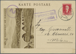 GA Albanien - Ganzsachen: 1942, 15 Q Red Postal Stationery Picture Postcard (Ura E Shkumbinit) From Konce To Mila - Albania