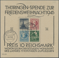 O Sowjetische Zone - Thüringen: 1945, Weihnachtsblock Auf Gelblichgrauem Papier In Type I „Kerbe Im 'D - Other & Unclassified