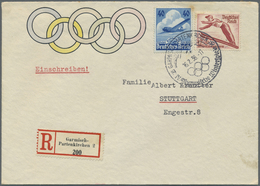 Br Thematik: Olympische Spiele / Olympic Games: 1936 Deutsches Reich: 12 Pf. Olympiade Und 40 Pf. Lufthansa Auf Einschre - Other & Unclassified