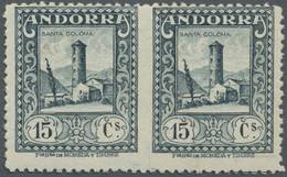 ** Andorra - Spanische Post: 1929, Freimarke 'Santa Coloma' 15 C. Graugrün Mit Rs. Blauer Kontrollnummer Im Waagr - Other & Unclassified