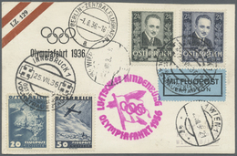 Thematik: Olympische Spiele / Olympic Games: 1936, Olympiafahrt, Zuleitung Österreich 25.7. Auf Ansichtskarte, Ankunft B - Other & Unclassified