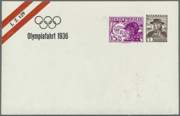GA Thematik: Olympische Spiele / Olympic Games: 1936, Österreich - Privatganzsachen, Einmalige Zusammenstellung Von 9 Pr - Other & Unclassified