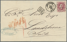 Br Belgien: 1872. Envelope Addressed To Sweden Bearing Yvert 34, 40c Rose Tied By '12' In Diamond With Anvers Dat - Autres & Non Classés