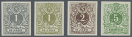 (*) Belgien: 1884/88, Proofs For The Cypher And Lion Issue With 1 C. Green, 1 C. Grey, 2 C. And 5 C.. According To - Autres & Non Classés