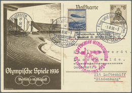 GA Thematik: Olympische Spiele / Olympic Games: 1936, Hindenburg Olympiafahrt. Olympia-PK 6 Pf Berlin Mit Schwarzem Ra2  - Other & Unclassified