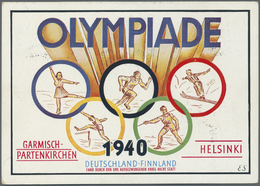 Thematik: Olympische Spiele / Olympic Games: 1940, Farbige Propagandakarte Zur Abgesagten Olympiade 1940 In Helsinki (So - Other & Unclassified
