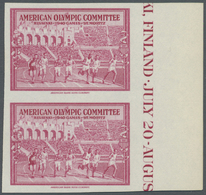 (*) Thematik: Olympische Spiele / Olympic Games: 1940 Rote Vignette "American Olympic Committee Helsinki - St,Moritz" Mi - Other & Unclassified