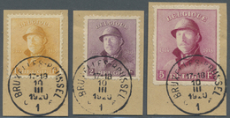Brrst Belgien: 1919/20, Freimarken: König Albert I. Mit Helm, Teilsatz Von 13 Werten Bis 5 Fr., Glasklar Und Zentris - Other & Unclassified