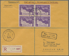 Br Belgien: 1927/1928. Charity Stamps 25c, 35c And 60c Boat Adrift Each In Blocks Of 4 And Each With Additional F - Altri & Non Classificati