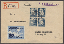 Br Sowjetische Zone - Allgemeine Ausgaben: 1948: 16 Pfg. Grünlichblau, Ungezähnter Kabinett-Viererblock - Other & Unclassified