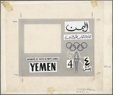 Thematik: Olympische Spiele / Olympic Games: 1965, Yemen (Kingdom). Artist's Layout Drawing For The Souvenir Sheet's Fra - Other & Unclassified