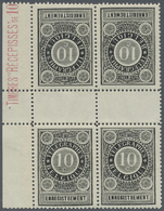 ** Belgien - Telegrafenmarken: 1897, 10 C. Schwarz Im Kerhdruck-Viererblock Mit Zwischensteg, Tadellos Postfrisch - Telegraph [TG]