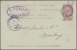 GA Belgien - Ganzsachen: 1902, 10 C Carmine Psc With Perfin "G.P." From G.Perier In Ostende With Cds OSTENDE (STA - Altri & Non Classificati