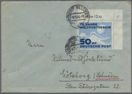 Br DDR: 1949, 50 Pfg. Weltpostverein Aus Der Rechten Oberen Bogenecke Auf Auslandsbrief Ab BÖRESDORF (B - Altri & Non Classificati