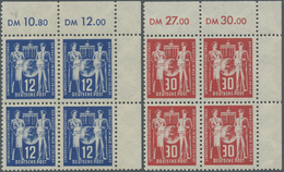 **/ DDR: 1950, Postgewerkschaft Als 2 Postfrische 4er-Block Sätze Einmal Aus Der L.o. Bogenecke Und Einm - Andere & Zonder Classificatie