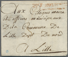 Br Belgien - Französische Armeepost: 1795, "D.ON. F ARM.S. DU NORD", Straight Line In Red, Clear Strike On Folded - Other & Unclassified