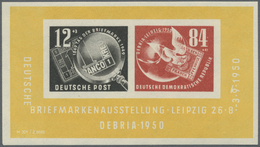** DDR: 1950, 12 Pfg. Und 84 Pfg. "Deutsche Briefmarken-Ausstellung DEBRIA 1950", Block 7 I Im Tadellos - Other & Unclassified