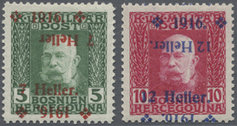 ** Bosnien Und Herzegowina (Österreich 1879/1918): 1916, Freimarken Franz Joseph 5 H. Grün Und 10 H. Hellkarmin J - Bosnia Erzegovina