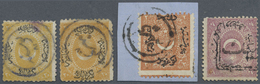 Brrst/O Bosnien Und Herzegowina: 1865-70, "BOSNA 81" On Two 1865 20 Pa. Yellow And Orange, 2 Pia. On Piece And 10 Pa. - Bosnia Erzegovina