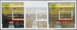 ** Thematik: Olympische Spiele / Olympic Games: 1971, SAPPORO '72 - 9 Items; Ajman, Progressive Single Die Proofs For Th - Other & Unclassified