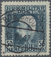 O Bosnien Und Herzegowina - Stempel: BOS. BROD: 1917, Franz Joseph 50 H. Schwarzblau Mit Sitzenden Stempel 'BOS. - Bosnia And Herzegovina