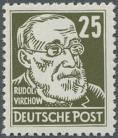 ** DDR: 1952, 25 Pf. Köpfe Braunoliv Auf Gestrichenem Papier Mit WZ 2 XI Und Dem Plattenfehler IV "Hake - Autres & Non Classés