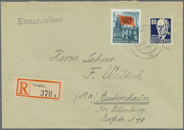 Br DDR: 1953, 80 Pf Thälmann In MiF Mit 6 Pf Aus Karl Marx-Satz Auf R-Brief Mit Stempel THORGAU 26.8.53 - Autres & Non Classés