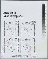 ** Thematik: Olympische Spiele / Olympic Games: 1976, MONTREAL '76, Soccer - 6 Items; Guinea, Progressive Single Die Pro - Other & Unclassified