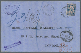 Br Bulgarien: 1892. Registered Envelope To London Bearing SG 34, 50s Blue And Rose Tied By Rustschuk Date Stamp W - Lettres & Documents