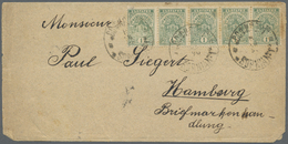 Br Bulgarien: 1896, 1st. Green, Horiz. Strip Of Five On Wrapper From "SOFIA 8/7 96" To Hamburg/Germany, Some Post - Storia Postale