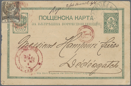 GA Bulgarien - Stempel: 1888, 5 St. Green Postal Stationery Card From "PHILIPOPLE" To Turkey With Red Bilingual D - Autres & Non Classés