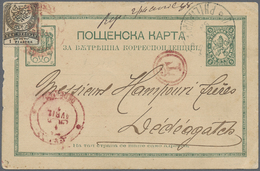 GA Bulgarien - Stempel: 1888, 5 St. Green Postal Stationery Card From "PHILIPOPLE" To Turkey With Red Bilingual D - Altri & Non Classificati