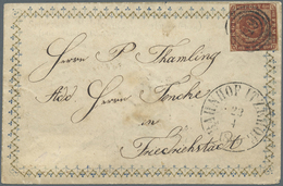 Br Dänemark: 1860, Dänemark 4 S. Rotbraun (vollrandig) Mit Nummernstempel „119” Auf Kleinformatigem Damenbrief Mi - Storia Postale