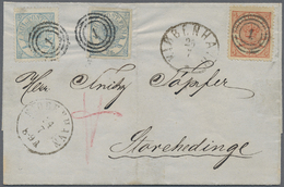 Br Dänemark: 1869, 2s. Blue IMPERFORATE In Combination With 2s. Blue Perf. And 4s. Red, On Lettersheet Clearly Ob - Storia Postale