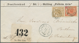 Br Dänemark: 1864, 4 Sk. Red And 8 Sk. Yellow-brown On Fresh Money-letter Sent From "KJOBENHAVN 14/7 1869" Freden - Storia Postale