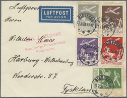 Br Dänemark: 1925/1929, Airmails, 10ö. To 1kr., Complete Set Of Five Values (glueing Marks) On Airmail Cover From - Storia Postale