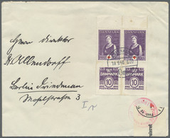 Br Dänemark - Zusammendrucke: 1940 (10.9.), Se-tenant Issue 'Red Cross' And 'numeral' In A Block Of Four From Upp - Other & Unclassified