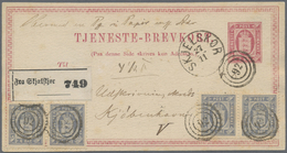 GA Dänemark - Dienstmarken: 1877, 8 Øre Official Stat. Card Uprated With Four 4 Øre Official Stamps Used As Parce - Service