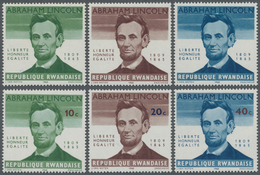** Thematik: Persönlichkeiten / Personalities: 1965, RWANDA: 100 Years Of Death Of Abraham LINCOLN 10c., 20c. And 40c. W - Other & Unclassified