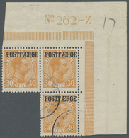 O Dänemark - Postfähremarken: 1922, König Christian 30 Öre Orange Mit Aufdruck "POSTFAERGE" Im Gestempelten Eckr - Other & Unclassified