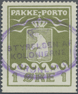 O Dänemark - Grönländisches Handelskontor: 1915, 1 Ore Greenolive, Imperforated At Bottom, Violet Cancelled "STY - Altri & Non Classificati