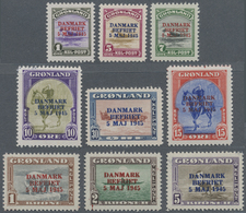 ** Dänemark - Grönland: 1945, Befreiung Dänemarks, Postfrischer, Unsignierter Luxussatz (Facit 10.000,-). - Covers & Documents