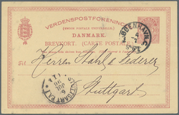 GA Dänemark - Ganzsachen: GSK 10 Öre Karmin In Seltener Auflage "mit Kleinen Eckziffern" Gebr. 1896 Mit Privatem - Postal Stationery