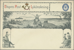 GA Dänemark - Ganzsachen: (ca.) 1930 Reich Illustrierter Farbiger GA-Privatumschlag 40 Öre "Ekspres Post Lykönskn - Postal Stationery