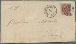 Br Dänemark - Stempel: BJERRINGBRO: 1883, 8öre Grey/red Single Use On Folded Entire Cancelled With Three-ring Num - Franking Machines (EMA)