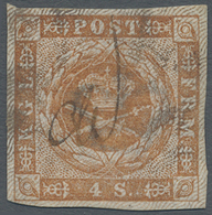 O Dänemark - Stempel: "CH" (Charlottenlund), Ms. Cancellation On 4s. Brown, Certificate Jensen. - Franking Machines (EMA)