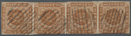 O Dänemark - Stempel: "NORWEGIAN 10 GRID" Cancel In Black, Four Clear Strikes On Horizontal Strip Of Four 4 Sk. - Macchine Per Obliterare (EMA)